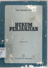Cover Hukum Perjanjian / Prof. Subekti, S.H